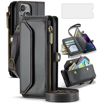 Triangle Crossbody Phone Case Met Kaarthouder En Lanyard – Voor IPhone 11/12/13 Pro/SE, Imitatieleer, Zwart