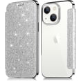 thumbnail image 1 of Compatible with iPhone 14 Plus Bling Wallet Case Sparkly PU Leather Shiny Glitter Flip Kickstand Card Holder Soft Clear Back Fashion Luxury Protection Shockproof Cover for Women Girls, 1 of 5
