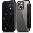 thumbnail image 1 of Compatible with iPhone 14 Plus Bling Wallet Case Sparkly PU Leather Shiny Glitter Flip Kickstand Card Holder Soft Clear Back Fashion Luxury Protection Shockproof Cover for Women Girls, 1 of 10