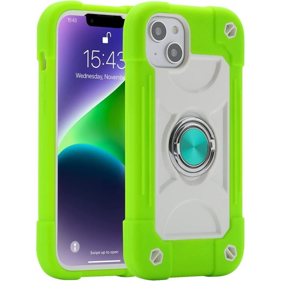 Compatible with iPhone 14 Plus Case 6.7 Inch with 360 Degree Rotate Ring Stand, Military Grade Drop Protection Full Body Rugged Heavy Duty Protective Cover for iPhone 14 Plus. (Guava)