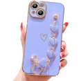 thumbnail image 1 of Compatible with iPhone 14 Plus Case Cute Sparkling with Light Heart Bracelet Plating Protect The Camera Soft TPU Apply to iPhone 14 Plus Case Ladys, Girls and Women (Purple), 1 of 7