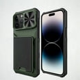 thumbnail image 1 of Compatible with iPhone 14 Plus Case with Detachable Card Holder, for iPhone 14 Plus Wallet Case with Camera Lens Slide Cover, Magnetic Car Mount, Heavy Duty Shockproof Phone Case, Green, 1 of 11