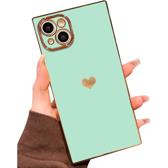 Compatible with  iPhone 14 Plus Case, [Full Camera Lens Protection] [Military Grade Drop Protection] [Reinforced Corners] Soft TPU Electroplate Edge Bumper Cute Cases for Women, Mint Green