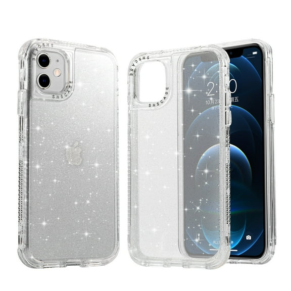 Compatible with iPhone 14 Plus Case, Glitter TPU+Acrylic Space Frame Hybrid Bumper Shockproof Protective Cover, Sparkle Bling Sparkly Cute Slim Women Girls Phone Case for iPhone 14 Plus,Clear