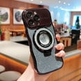 thumbnail image 1 of Compatible with iPhone 14 Plus Case, Luxury Glitter Plating Magsafe Ring Kickstand Case Compatible with MagSafe for Women Girls Shockproof Protective Back Cover with Lens Protector - Black, 1 of 9