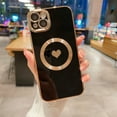 thumbnail image 1 of Compatible with iPhone 14 Plus Case with Magsafe, Cute Heart Pattern Luxury Plating Full Camera Lens Protection Magnetic Case for iPhone 14 Plus 6.7 inch for Women Girls, Black, 1 of 6