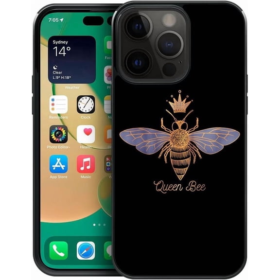 Compatible with iPhone 14 Plus Case, Pattern Design Hard PC Back Cover Non-Slip Soft TPU Protective Case for iPhone 14 Plus for Women 6.7inch-Queen Bee