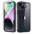 thumbnail image 1 of Compatible with iPhone 14 Plus Case with Screen Protector + Camera Lens Protector, Non Yellowing Clear Glitter Protective Phone Case, Slim for iPhone 14 Plus 6.7 Inch 2022 - Sparkle Black, 1 of 6