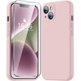thumbnail image 1 of Compatible with iPhone 14 Plus Case with Screen Protector, Upgraded Liquid Silicone with [Camera Protection] [Soft Anti-Scratch Microfiber Lining] Phone Case for iPhone 14 Plus - Pink Sand, 1 of 7