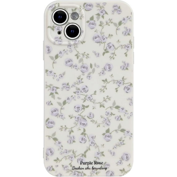 Compatible with iPhone 14 Plus Case Vintage Floral Rose Pattern Cute Design for Women Girls Fashion Slim Soft Flexible TPU Rubber for iPhone 14 Plus-White