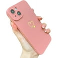thumbnail image 1 of Compatible with iPhone 14 Plus Case for Women, Cute Plated Love Heart with Full Camera Lens Protection Soft TPU Slim Shockproof Phone Case for iPhone 14 Plus 6.7 Inch - Pink, 1 of 9