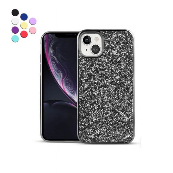 Compatible with iPhone 14 Plus Crystal Glitter Case, Hybrid Plustective Phone Case Crystal Bling Sparkle Slim Shock Absorption Bumper Cover for iPhone 14 Plus 6.7 inch, Gray