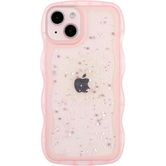 Compatible with iPhone 14 Plus,Cute Kawaii Bling Sparkle Glitter Frame Shape Soft Silicone Shockproof Protective Phone Case Cover for Women Girls Pink