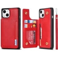 thumbnail image 1 of Compatible with iPhone 14 Plus Luxury PU Leather Case with Card Holder,Cash Slots,Stand Function Back Wallet Case Flip Wrist Strap Double Magnetic Clasp Case for iPhone 14 Plus 6.7",Red, 1 of 7