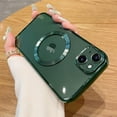 thumbnail image 1 of Compatible with iPhone 14 Plus Magnetic Clear Case,Luxury Plating Bling Transparent Shockproof MagSafe Case with Full Camera Lens Protector for iPhone 14 Plus Women Girl Men-Elegant Green, 1 of 13