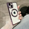 thumbnail image 1 of Compatible with iPhone 14 Plus Magnetic Clear Case, Luxury Plating Bling Transplant Shockproof MagSafe Case with Full Camera Lens Protector for iPhone 14 Plus Women Girl Men - Lightpurple, 1 of 9