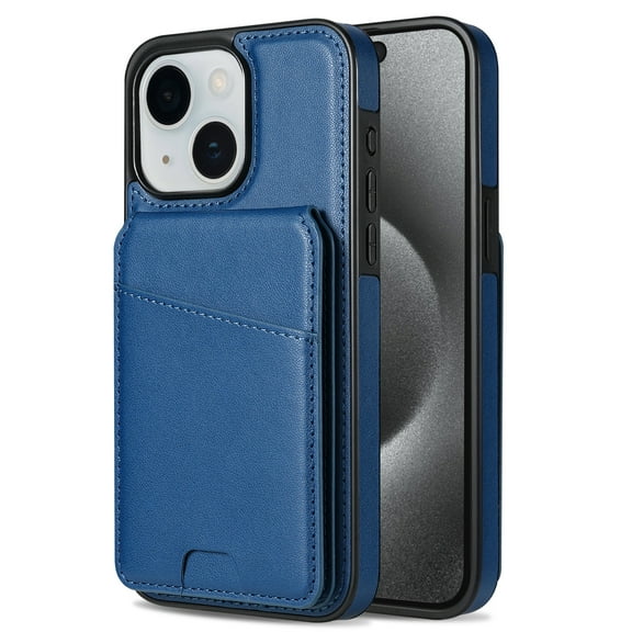 Compatible With iPhone 14 Plus Magnetic Detachable Wallet Case,PU Leather Back Flip Kickstand,[Compatible With Magsafe],With Card Slots,Shockproof Rugged Phone Case Cover,Blue