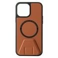 thumbnail image 1 of Compatible With iPhone 14 Plus Phone Case Magnetic Design Wireless Charging Car Holder Hidden Kickstand Lightweight Shockproof Anti-Fingerprint PU Leather Solid Color Phone Case,Brown, 1 of 11