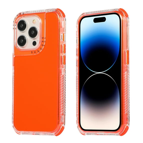 Compatible With iPhone 14 Plus Phone Case Thickened Edges Protection Shock-absorbent Anti-Scratch Solid Color Lightweight Plain Semi Transparent Phone Cover for iPhone 14 Plus,Orange