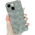 thumbnail image 1 of Compatible with iPhone 14 Plus Phone Case for Women, Fashion 3D Woven Pattern Plating Case, Grid Printed Soft Silicone Shockproof Camera Protective for iPhone 14 Plus case- Silver, 1 of 9