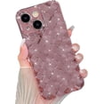 thumbnail image 1 of Compatible with iPhone 14 Plus Phone Case for Women, Fashion 3D Woven Pattern Plating Case, Grid Printed Soft Silicone Shockproof Camera Protective for iPhone 14 Plus case- Pink, 1 of 10