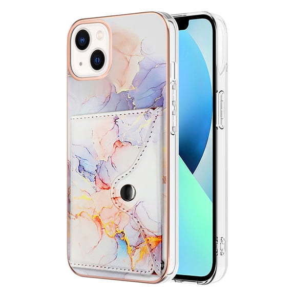 Compatible with iPhone 14 Plus Wallet Case with Card Holder, Back Flip Folio PU Leather Kickstand Card Slots Case for Women Girls, Double Magnetic Clasp Cover For iPhone 14 Plus,Marble #1