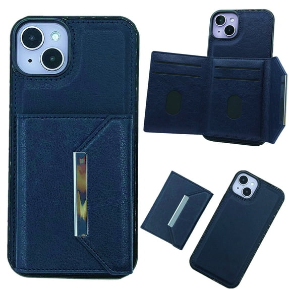 Compatible for iPhone 14 Plus Wallet Case with Card Slots Holder, Magnetic 2-in-1 Design PU Leather Purse Case, Flip Stand Durable Shockproof Protective Cover for iPhone 14 Plus, Darkblue