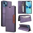 thumbnail image 1 of Compatible WIth iPhone 14 Plus Wallet Case,Magnetic Closure,Flip Folding Kickstand,With Card Slots,[RFID Blocking],With Shoulder Strap&Lanyard,PU Leather+TPU Shockproof Anti-fall Phone Case,Purple, 1 of 9