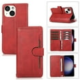 thumbnail image 1 of Compatible with iPhone 14 Plus Wallet Case,RFID Blocking PU Leather Folio Magnetic Closure Protective Cover with Wrist Strap Outer Slide Credit Card Holder Kickstand Men Women,Red, 1 of 10