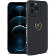 thumbnail image 1 of Compatible with iPhone 14 Pro 6.1 Inch Case, Luxury Love Heart Case with Side Pattern Soft Silicone Shockproof Full Camera Lens Cute Case for iPhone 14 Pro for Women Girl Black, 1 of 12