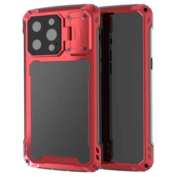 Compatible with iPhone 14 Pro 6.1 inch Case, Shockproof Heavy Duty Screen Full Body Protective Built in Kickstand Slide PC Camera Lens Protector Case for Apple iPhone 14 Pro, Red