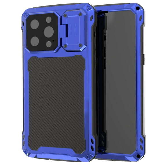 Compatible with iPhone 14 Pro 6.1 inch Case, Shockproof Heavy Duty Screen Full Body Protective Built in Kickstand Slide PC Camera Lens Protector Case for Apple iPhone 14 Pro, Blue