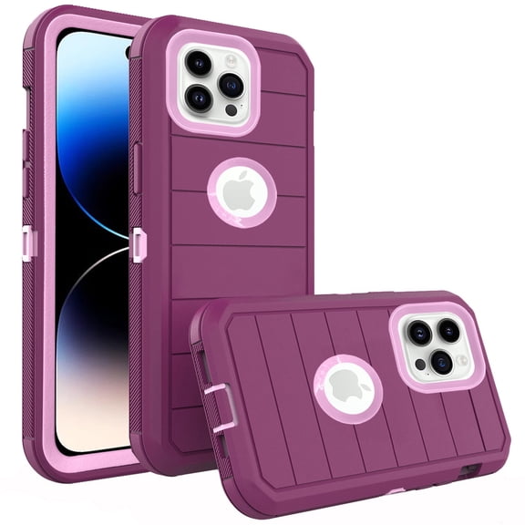 Compatible with iPhone 14 Pro 6.1 inch Phone Case Hybrid Rugged Shockproof Hard Protective Drop Proof Full Body Heavy Duty Mobile Cell Cover for iPhone14Pro 5G i i-Phone i14 iPhone14 Women Men Purple