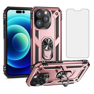 Compatible with iPhone 14 Pro 6.1 inch Phone Case Tempered Glass Screen Protector Slim Magnetic Ring Holder Stand Hybrid Protective Cell Cover for iPhone14Pro 5G i14 iPhone14 4 14Pro Women Men Pink