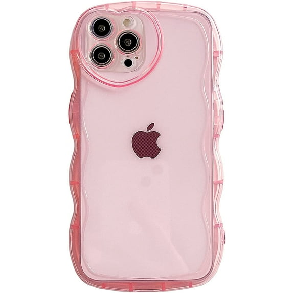 Compatible with iPhone 14 Pro Case(2022 6.1"),Cute Clear Love Case,Love-Heart Camera Frame Wavy Edge Transparent Full Protection Soft TPU Shockproof Phone Case Cover for Women Girls,Pink