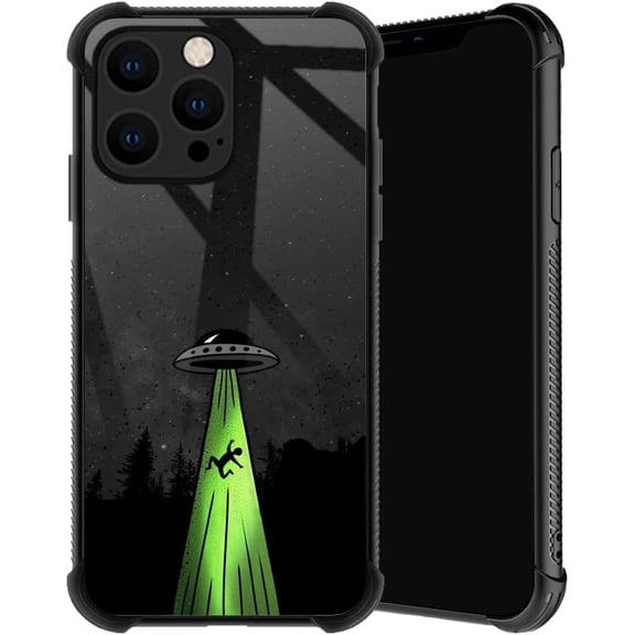 Compatible with iPhone 14 Pro Case, Alien Ship Phone Cover for Men/Women, Soft TPU Anti-Skid Thread Frame Four Corner Anti-Collision Protection Case Compatible with iPhone 14 Pro