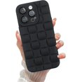 thumbnail image 1 of Compatible with iPhone 14 Pro Case with Camera Lens Protector, Cute 3D Plaid Design iPhone 14 Pro Phone Case for Women Girls, Soft TPU Shockproof Protective Cover 14 Pro Black, 1 of 7