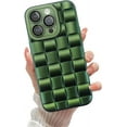 thumbnail image 1 of Compatible with iPhone 14 Pro Case with Camera Lens Protector, Cute 3D Plaid Design iPhone 14 Pro Phone Case for Women Girls, Soft TPU Shockproof Protective Cover 14 Pro Green, 1 of 12