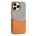 thumbnail image 1 of Compatible with iPhone 14 Pro Case, Card Holder Camera Protection Cover for iPhone 14 Pro ,Leather + Cloth double spell, Card Slot Designed for iPhone 14 Pro Phone Case,Orange, 1 of 6