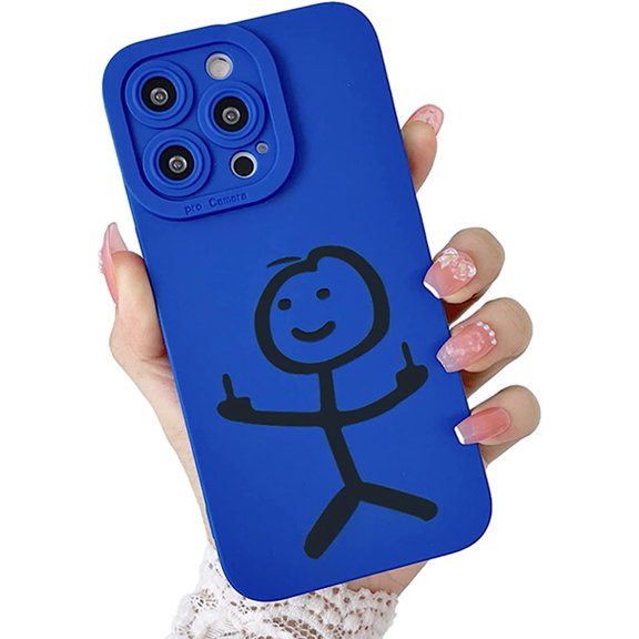 Compatible with iPhone 14 Pro Case, Cartoon Aesthetic Pattern Soft Silicone Shockproof Full Camera Lens Cute Case for iPhone 14 Pro 6.1" for Women Girl Blue