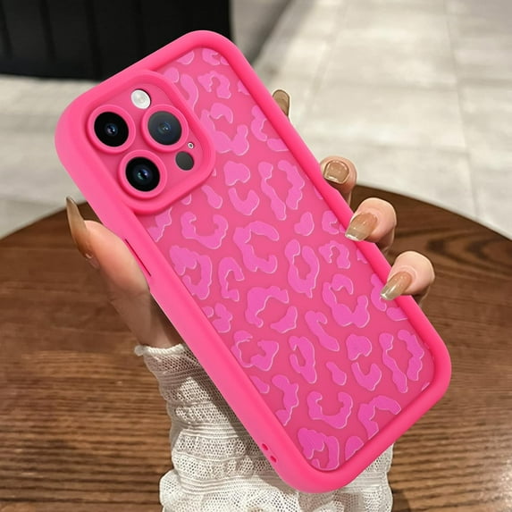 Compatible with iPhone 14 Pro Case, Cheetah Print Shockproof Soft TPU Protective Case for Women Girls, Slim Anti Scratch Leopard Case for iPhone 14 Pro 6.1 Inch, Hot Pink