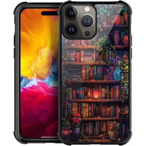 Compatible with iPhone 14 Pro Case, Colorful Book Wall Flowers Case for Case for Men Woman, Anti-Scratch Soft TPU Shockproof Unique Protective Cover Pattern Design