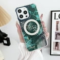thumbnail image 1 of Compatible with iPhone 14 Pro Case Compatible with MagSafe, Transparent Marble White Glitter Point Case, Shockproof Protection Phone Case for Women Girls for iPhone 14 Pro - Darkgreen, 1 of 10