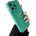 thumbnail image 1 of Compatible with iPhone 14 Pro Case Cute, Luxury Heart Phone Case Side Pattern Soft TPU Shockproof Full Camera Lens Protective Case for iPhone 14 Pro 6.1" for Women Girl - Green, 1 of 15