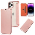thumbnail image 1 of Compatible with iPhone 14 Pro Case, Flip Leather Wallet Case Card Holder Detachable Magnetic Flip Cover Clear Hard Back Slim Protective Shockproof Cover for iPhone 14 Pro 6.1 inch,Rosegold, 1 of 7