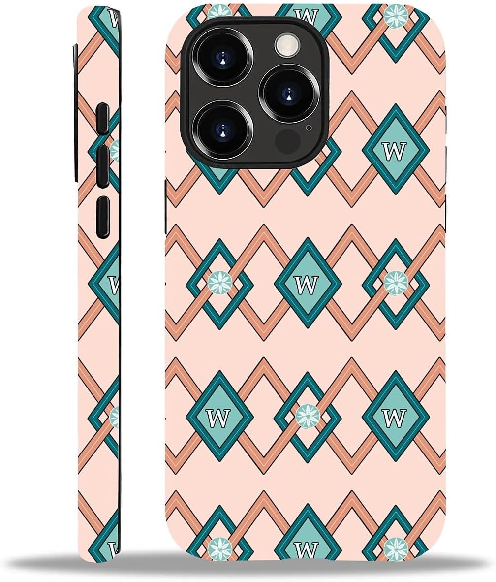 Compatible with iPhone 14 Pro Case, Geometric Pink Blue Soft TPU + Hard ...