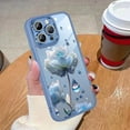 thumbnail image 1 of Compatible with iPhone 14 Pro Case, Glitter Sparkle Camera Lens Protector Flower Case for Women Girls, Shockproof Clear Floral Design Anti-Scratch Protective Case Cover 6.1 inch-Blue, 1 of 12