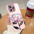 thumbnail image 1 of Compatible with iPhone 14 Pro Case, Glitter Sparkle Camera Lens Protector Flower Case for Women Girls, Shockproof Clear Floral Design Anti-Scratch Protective Case Cover 6.1 inch-Pink, 1 of 12