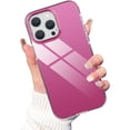 thumbnail image 1 of Compatible with iPhone 14 Pro Case Glossy Hard Electroplating Case Cute Women Girls Makeup Mirror Case Slim Soft Bumper Camera Lens Protection Screen Protector Shockproof Cover, Rose, 1 of 11