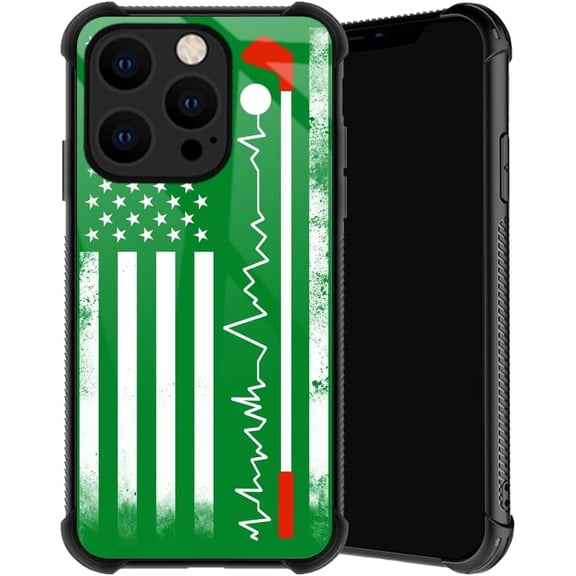 Compatible with iPhone 14 Pro Case, Golf American Flag Phone Cover for Men/Women, Soft TPU Anti-Skid Thread Frame Four Corner Anti-Collision Protection Case Compatible with iPhone 14 Pro